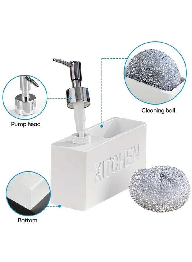 White Soap Dispenser With Built In Cleaning Brush And Storage Box Phthalate Free - Image 5